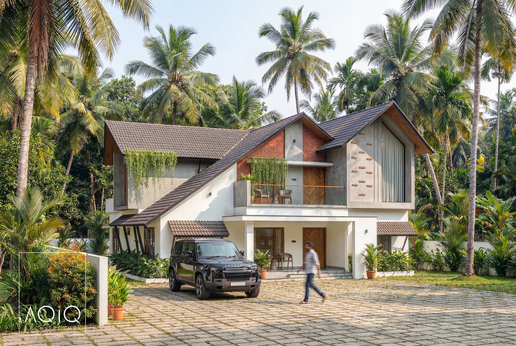 Exterior elevation showing roof form, shade and how the house meets its plot — AQIQ Architecture